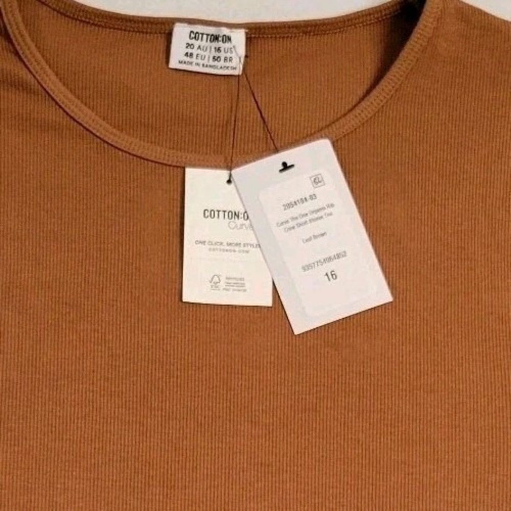 Women's Tshirt Top Sz 16 Leaf Brown Short Sleeve Casual Blouse Tees Essential Pc - Picture 8 of 9